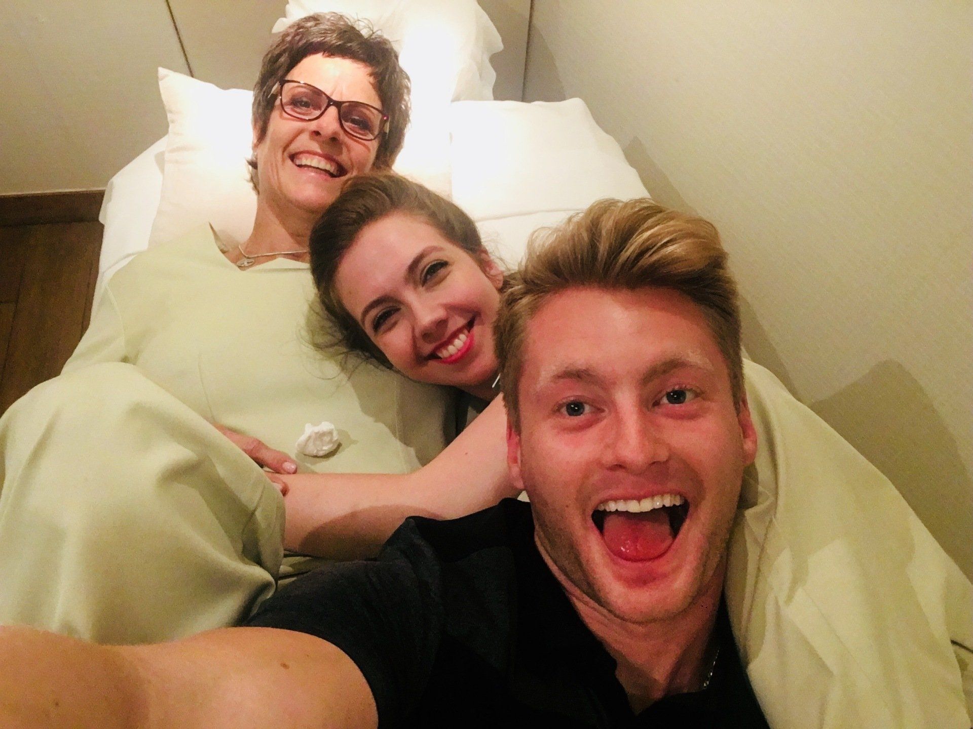 Xander Clemens with Kelly Morris and Sonja van Wyk on the Seabourn Quest