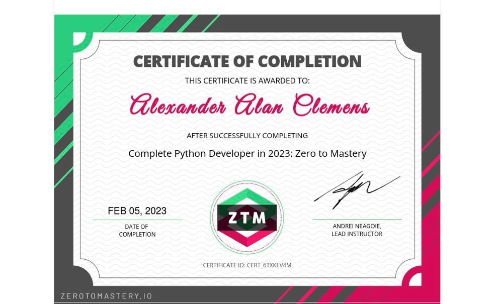 Zero To Mastery Complete Python Certification