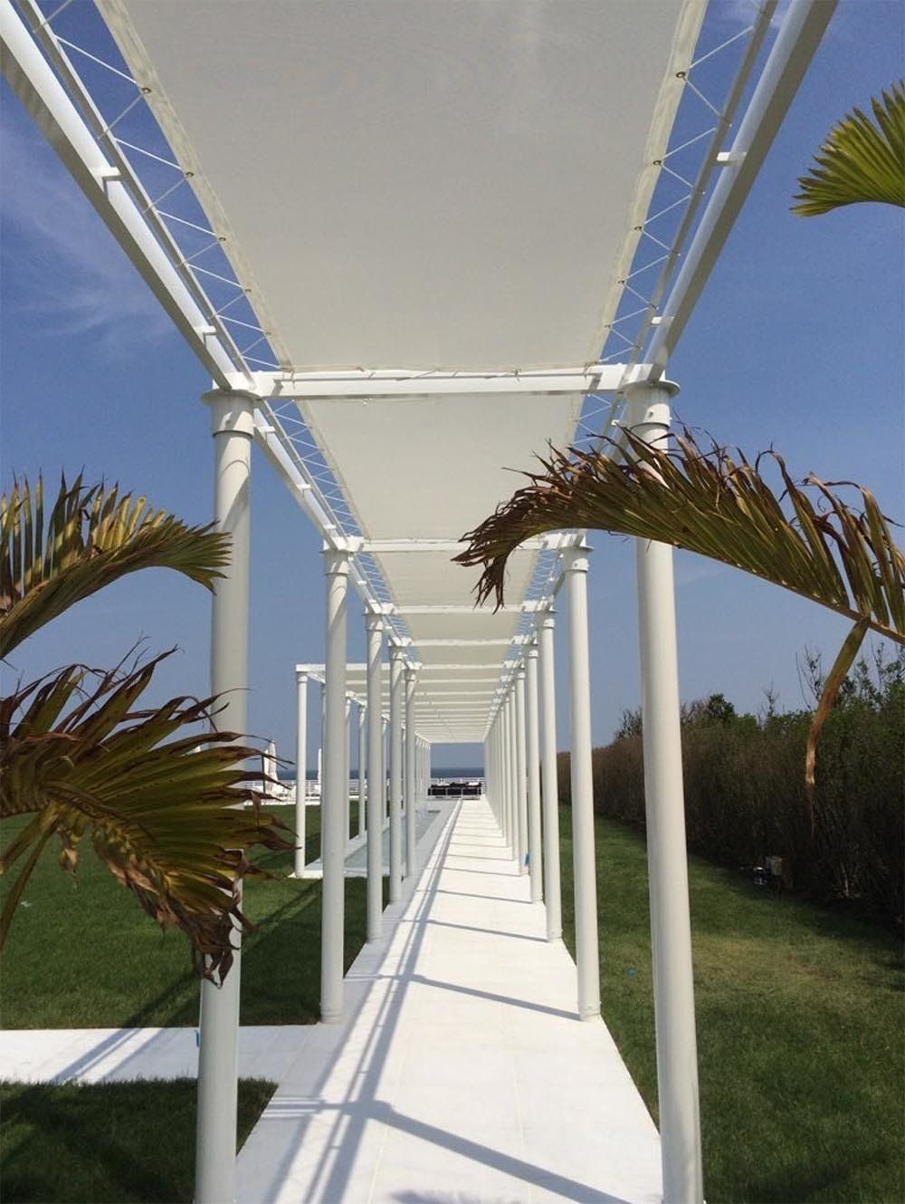 Newly Installed Custom Porch on Grass Field — Brick, NJ — DUNE Awning Fabrication