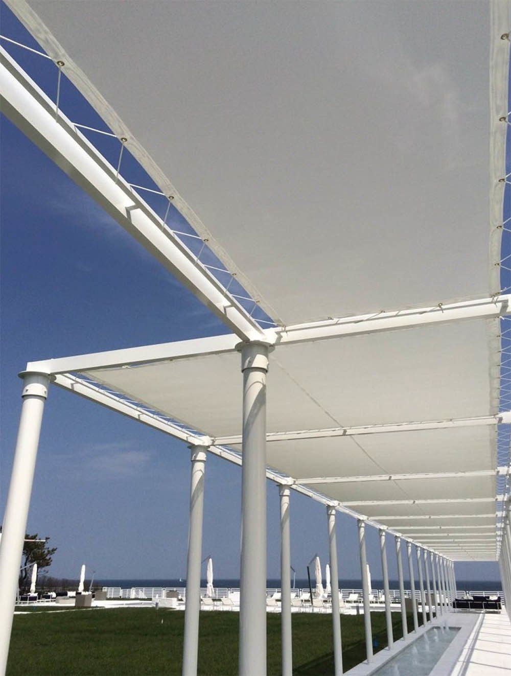 White Custom Porch on Grass Field — Brick, NJ — DUNE Awning Fabrication