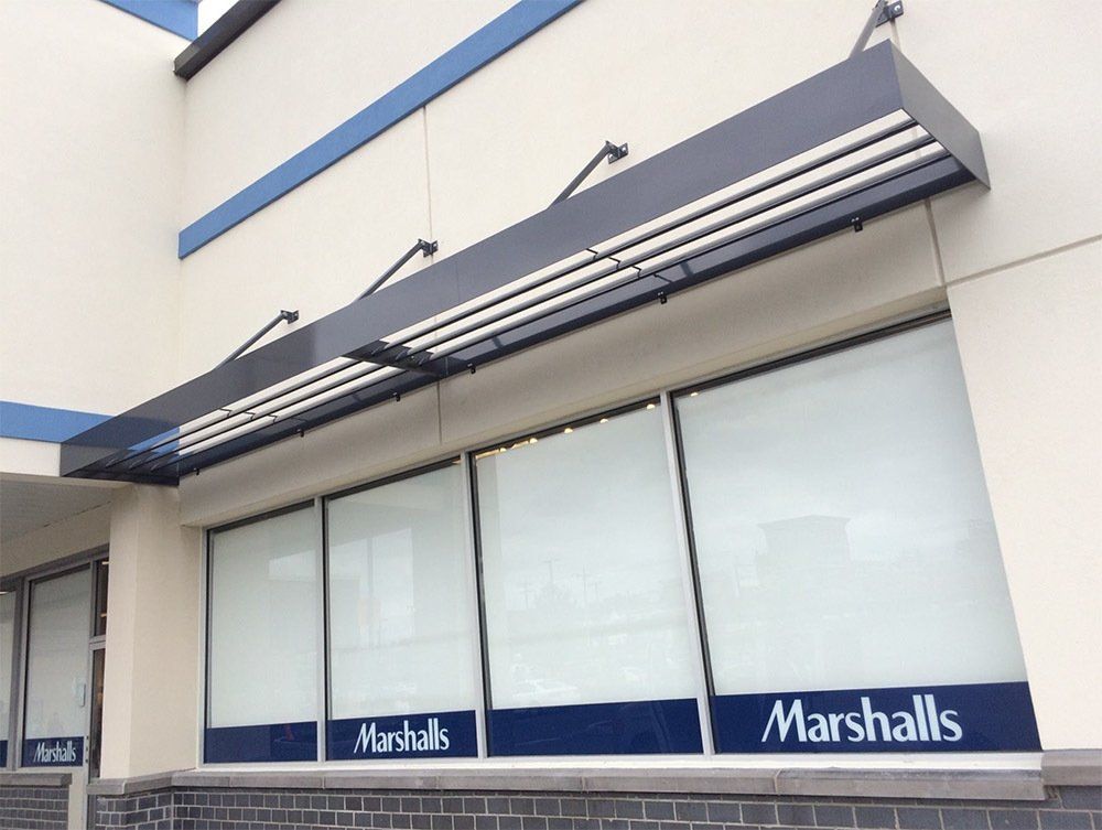 Marshalls with Metal Awning — Brick, NJ — DUNE Awning Fabrication