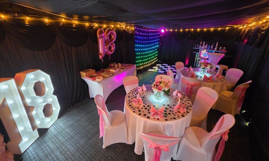 Our 4m x 8m  marquee hire  in Manchester setup for aa 18th birthday party event