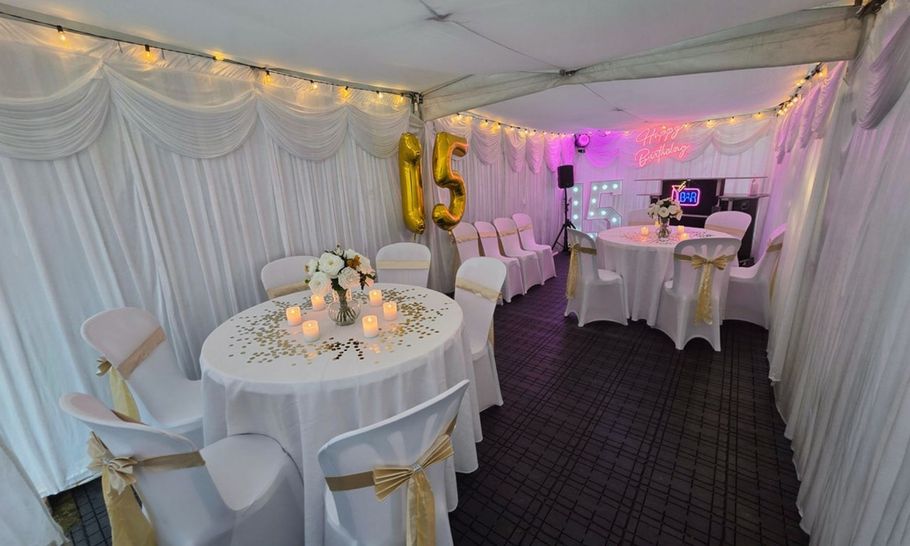 Our white 3m x 7.5m marquee hire in Manchester