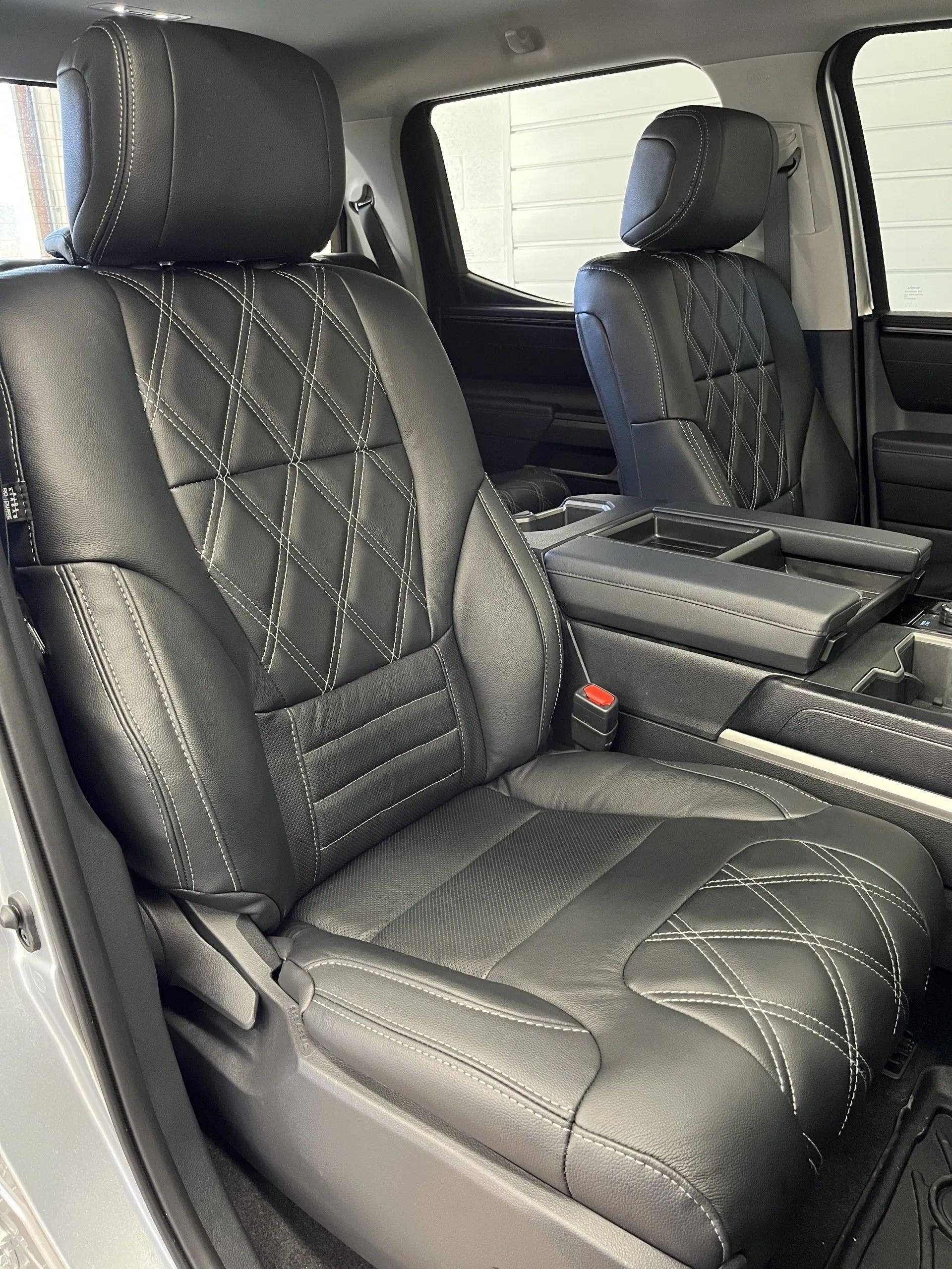 A close up of the seats in a car