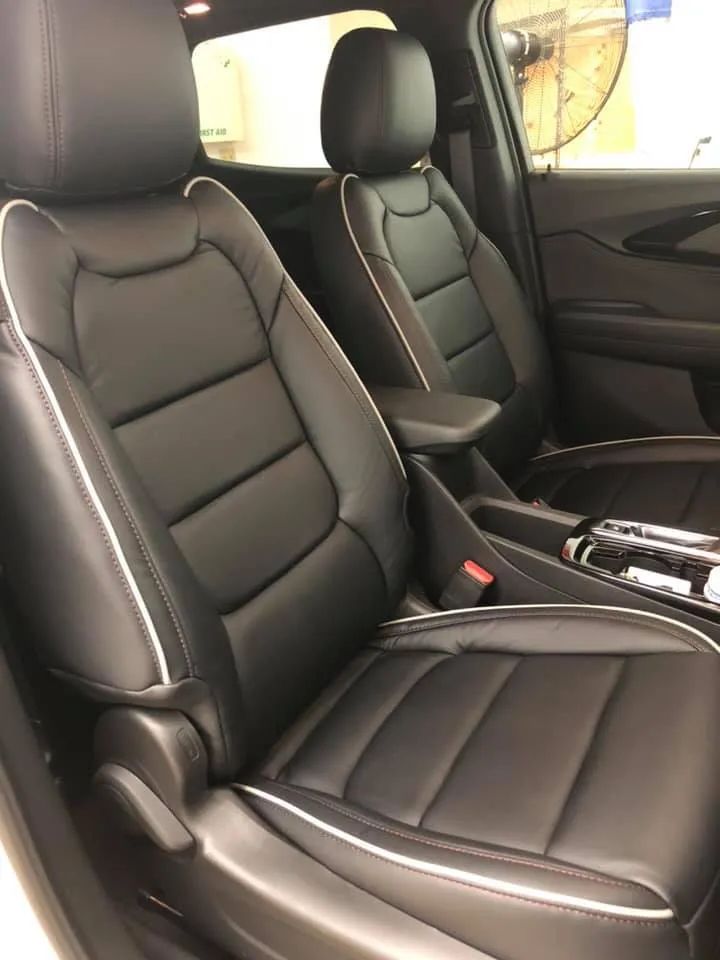A close up of the seats in a car