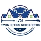 Logo for Twin Cities Shine Pros: blue houses with a pressure washer and cleaning droplets.