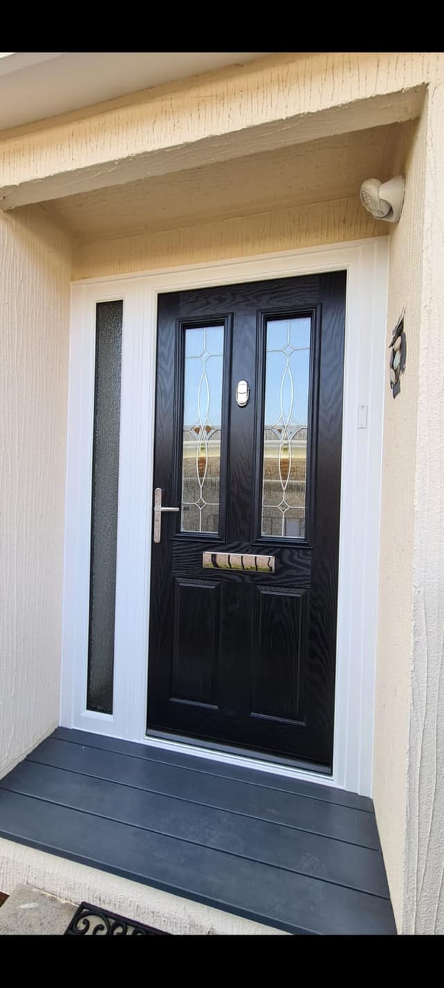 Black Composite Door with White Door Frame