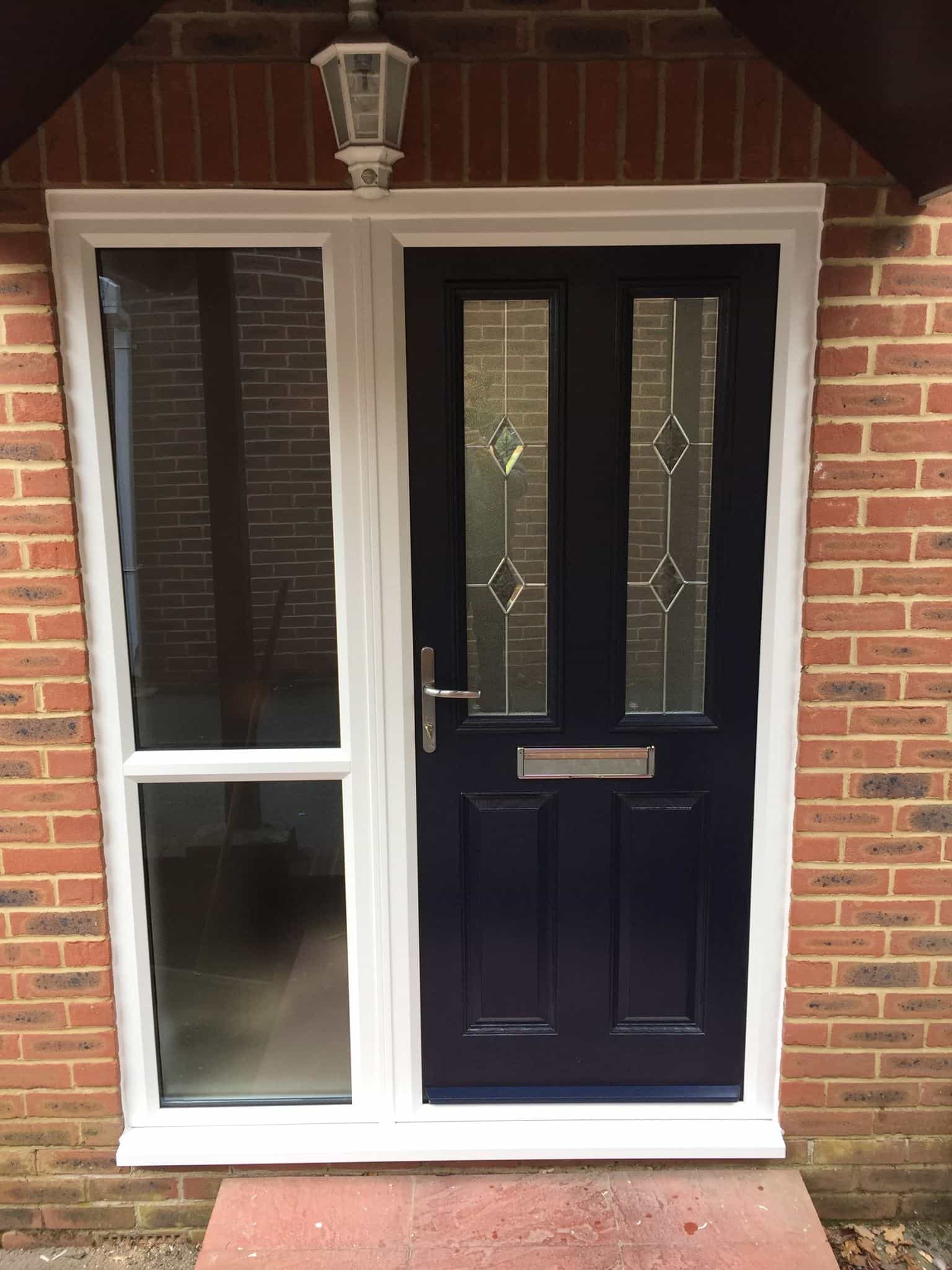 Black Composite Door with White Door Frame