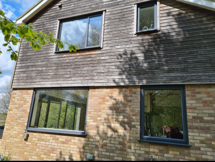side view of home with aluminium windows