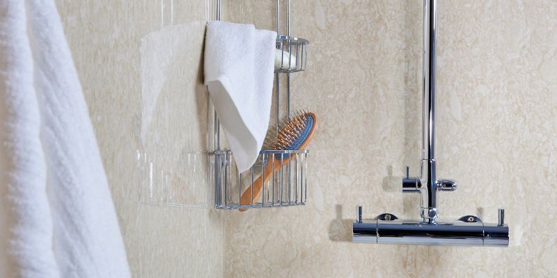 Neutral Marble Aqua Boards in Shower