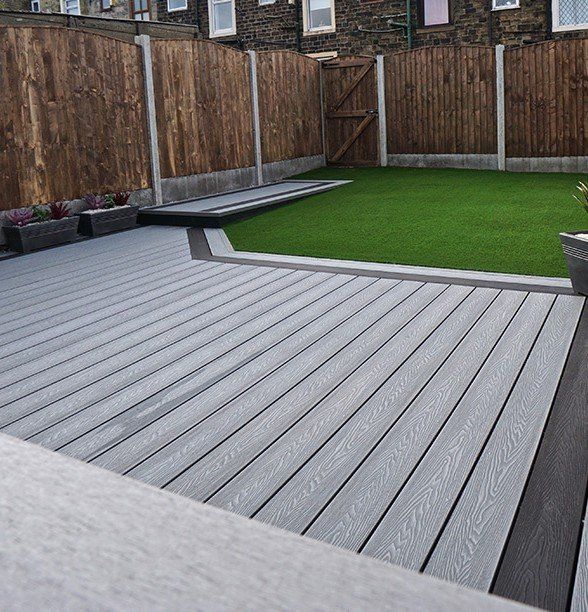 composite decking in the backyard