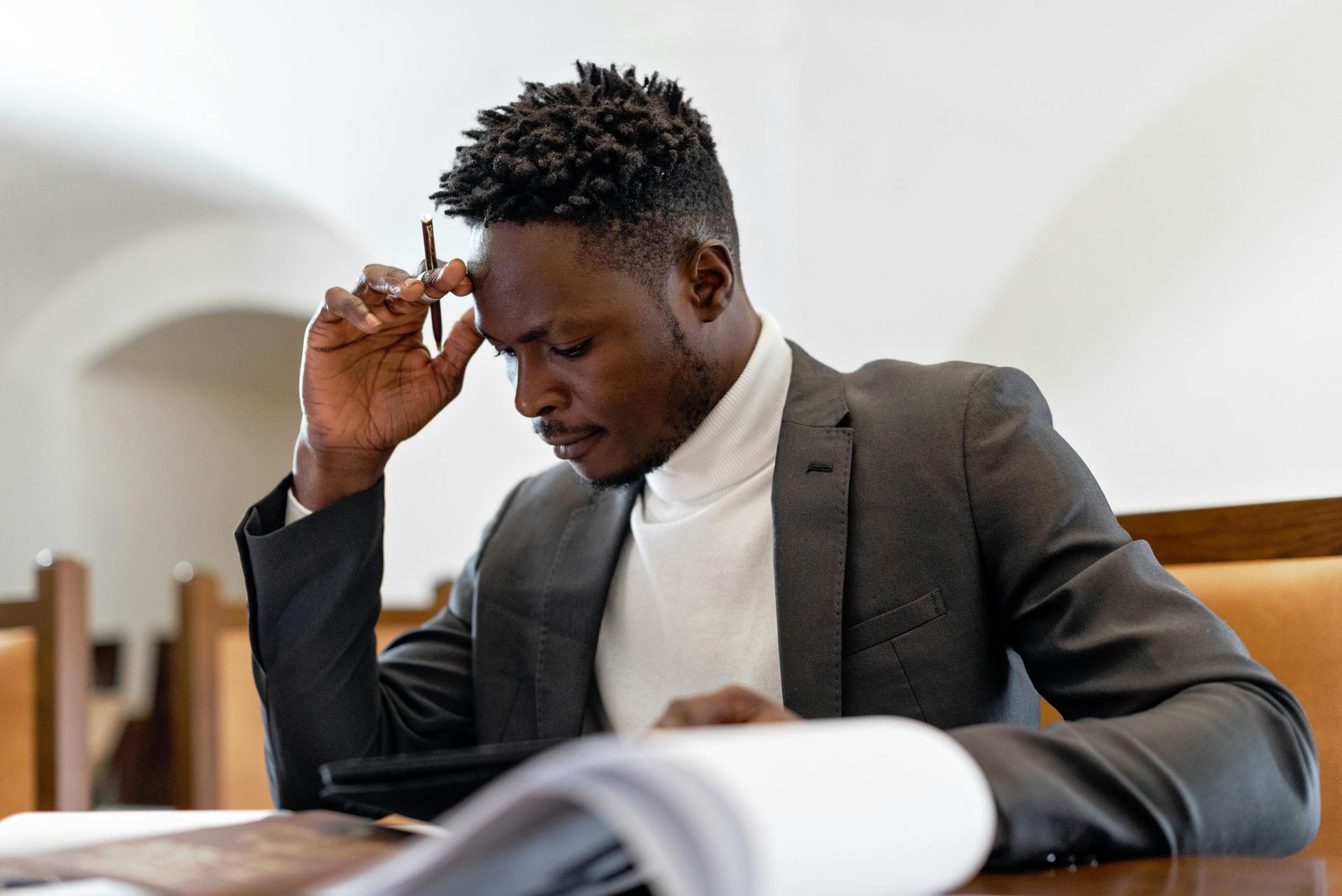 A man looking over documents