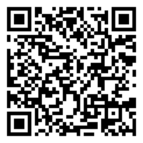 Ein schwarz-weißer QR-Code auf weißem Hintergrund.