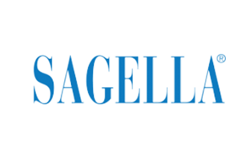 Ein blau-weißes Logo für Sageilla auf weißem Hintergrund