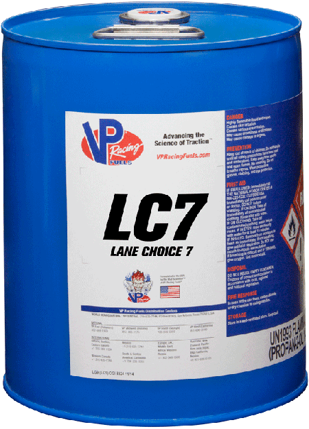 Blue VP Racing LC7 Lane Choice 7 fuel drum.