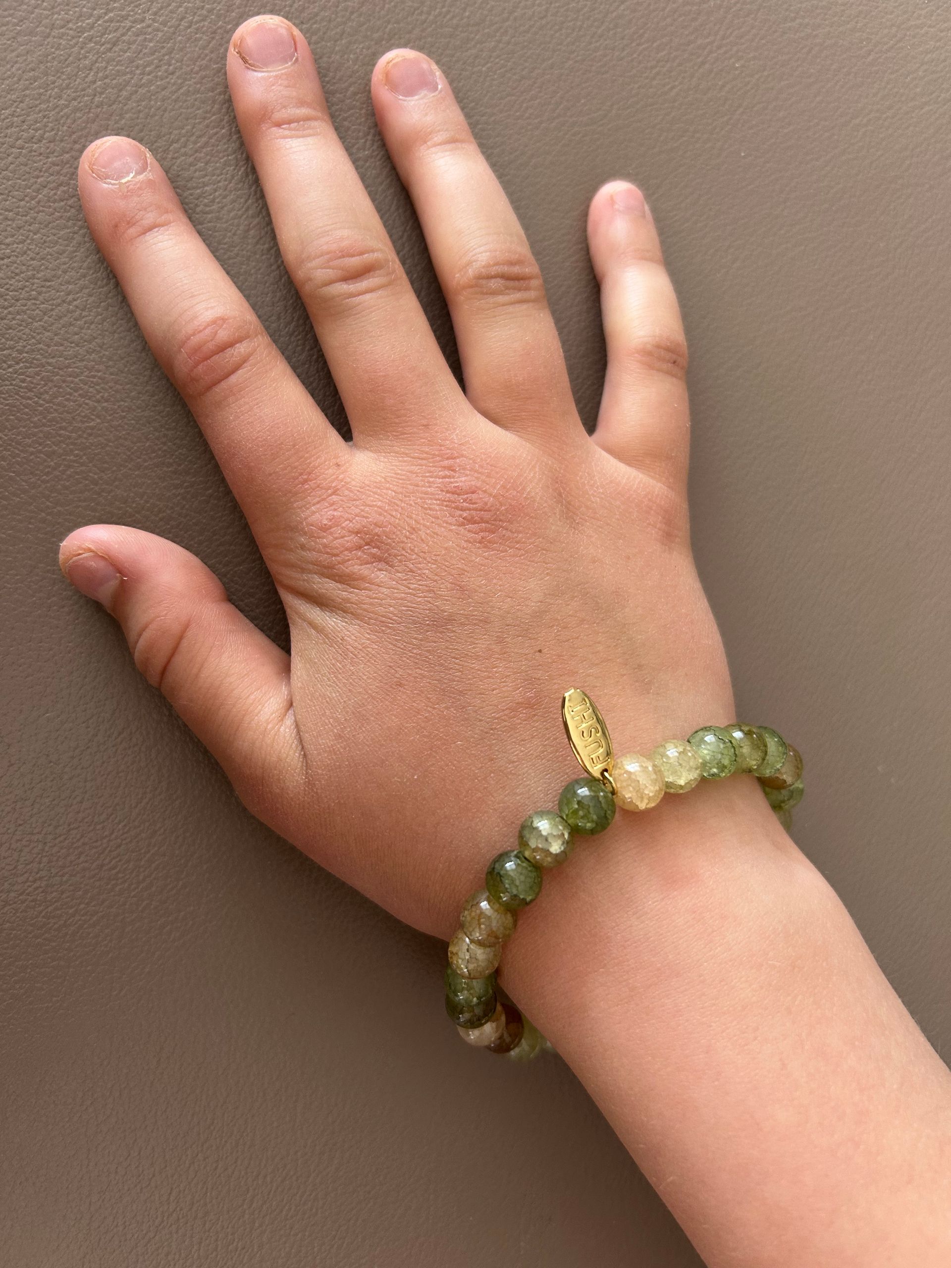 Armband glaskralen crackle groen 8mm