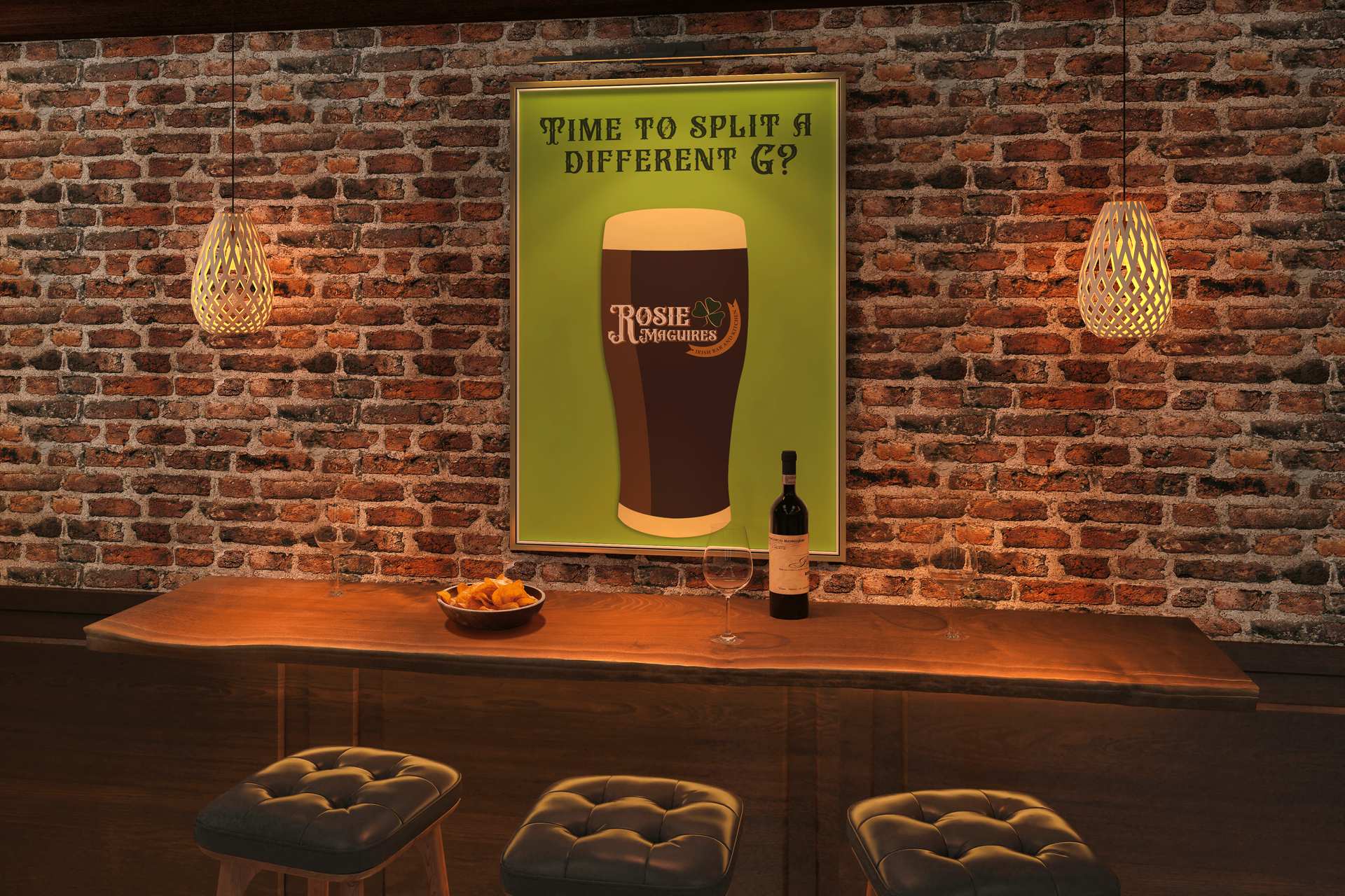 brick wall with Rosie Maguire's poster on wall