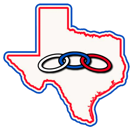 A map of texas with three rings on it