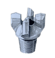 A black and white drawing of a drill bit on a white background.