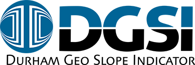The logo for durham geo slope indicator is blue and black