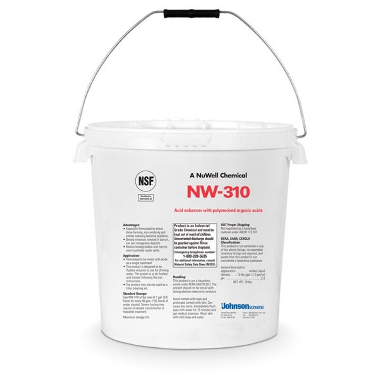 A bucket of a chemical called nw-310