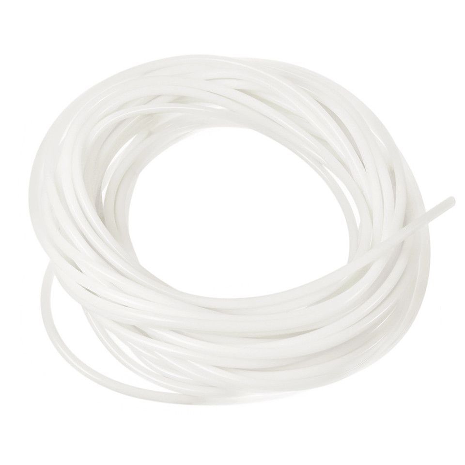 A close up of a white hose on a white background.