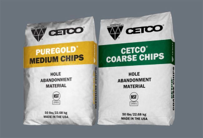 Two bags of cetco coarse chips are sitting next to each other