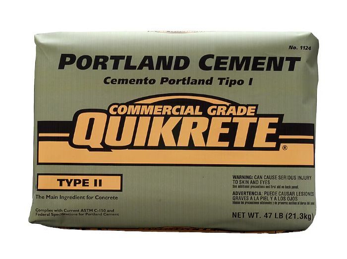 A bag of portland cement type ii on a white background