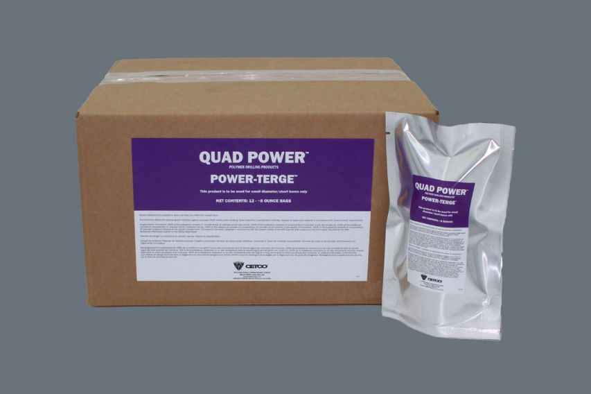 A box with a purple label that says quad power