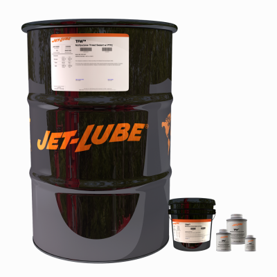 A jet lube barrel is next to a smaller barrel