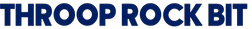 The word throop rock bit is written in blue on a white background