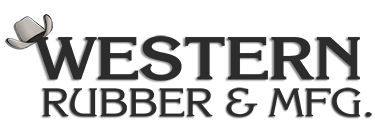 The logo for western rubber and mfg . has a cowboy hat on it.