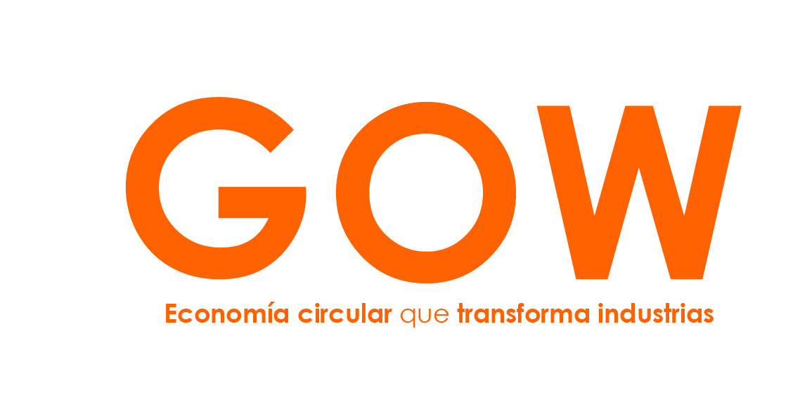 Logotipo de GOW en naranja con el lema “Economia circular que transforma industrias” debajo.
