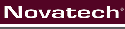 Le mot novatech est sur fond violet