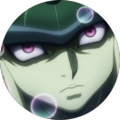 Un gros plan du visage d'une personne dans un cercle entouré de bulles.