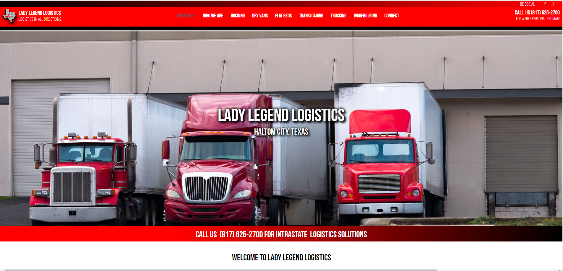 A screenshot of a lady legend logistics website