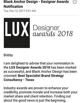 A screenshot of a facebook post about the lux designer awards.