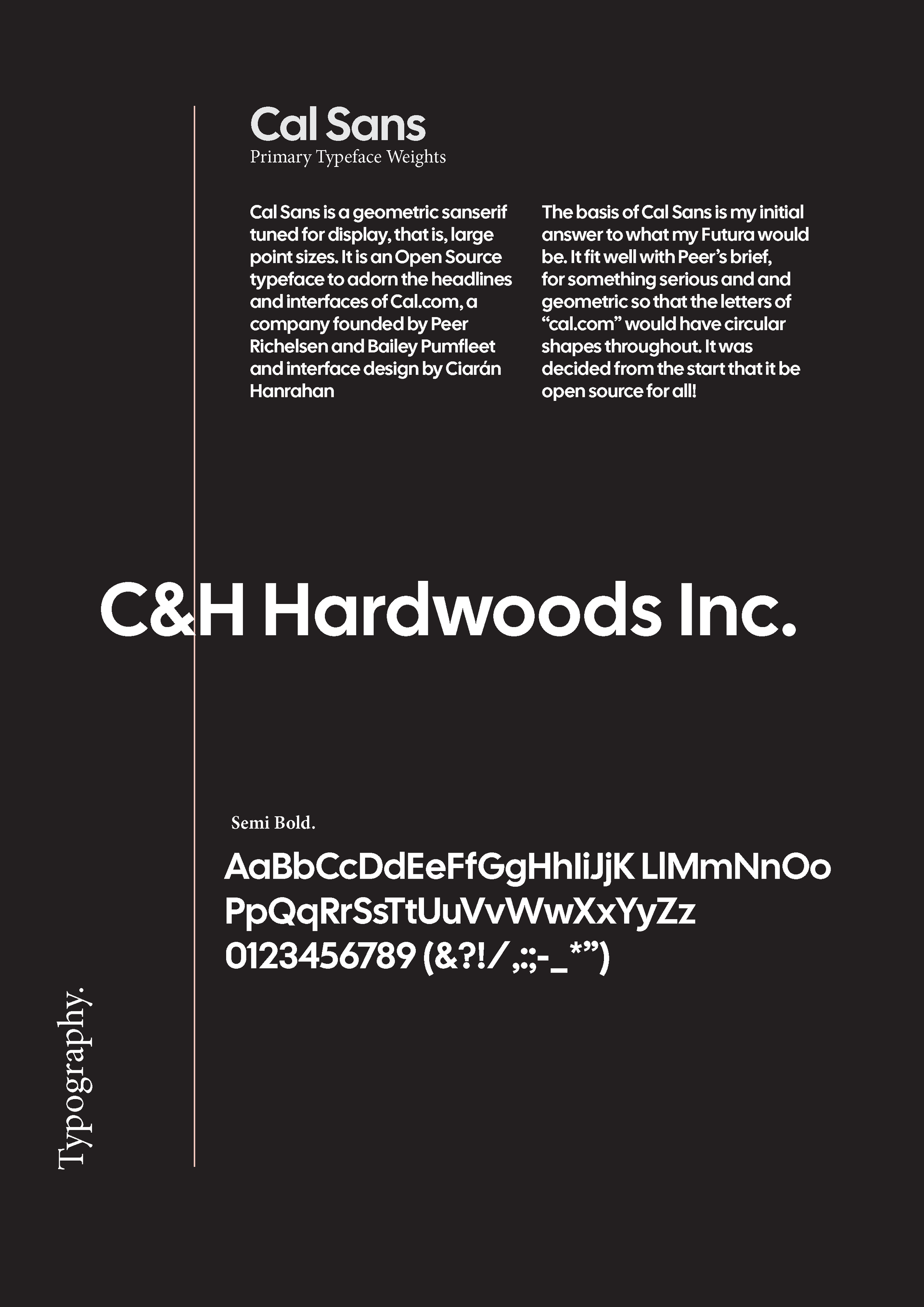 A poster for c & h hardwoods inc. with a black background