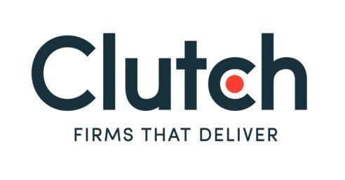 The logo for clutch firms that deliver is on a white background.