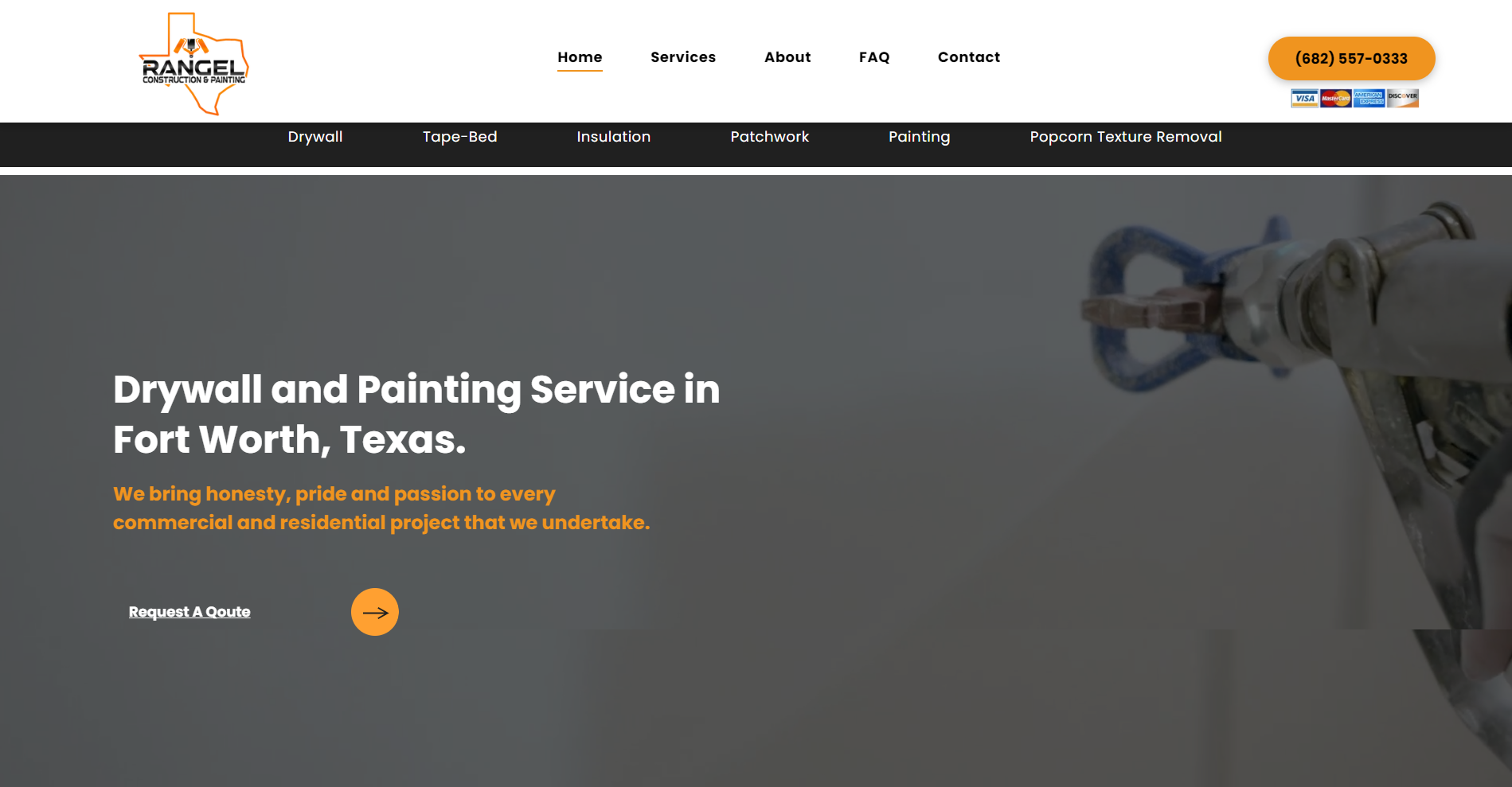 A website for drywall and painting service in fort worth texas.