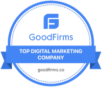 A blue badge that says good firms top digital marketing company