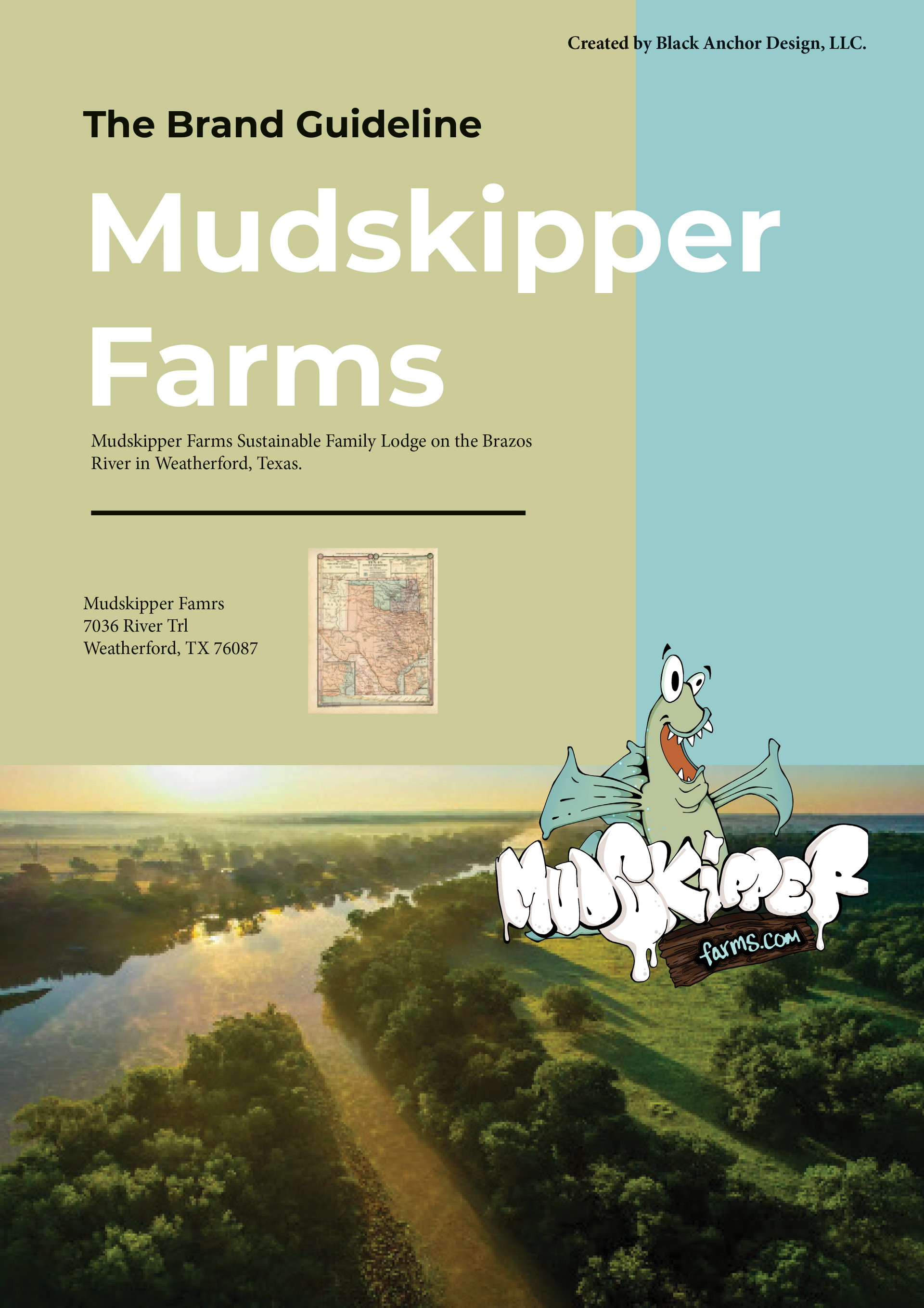 A book titled The Brand Guideline Mudskipper Farms