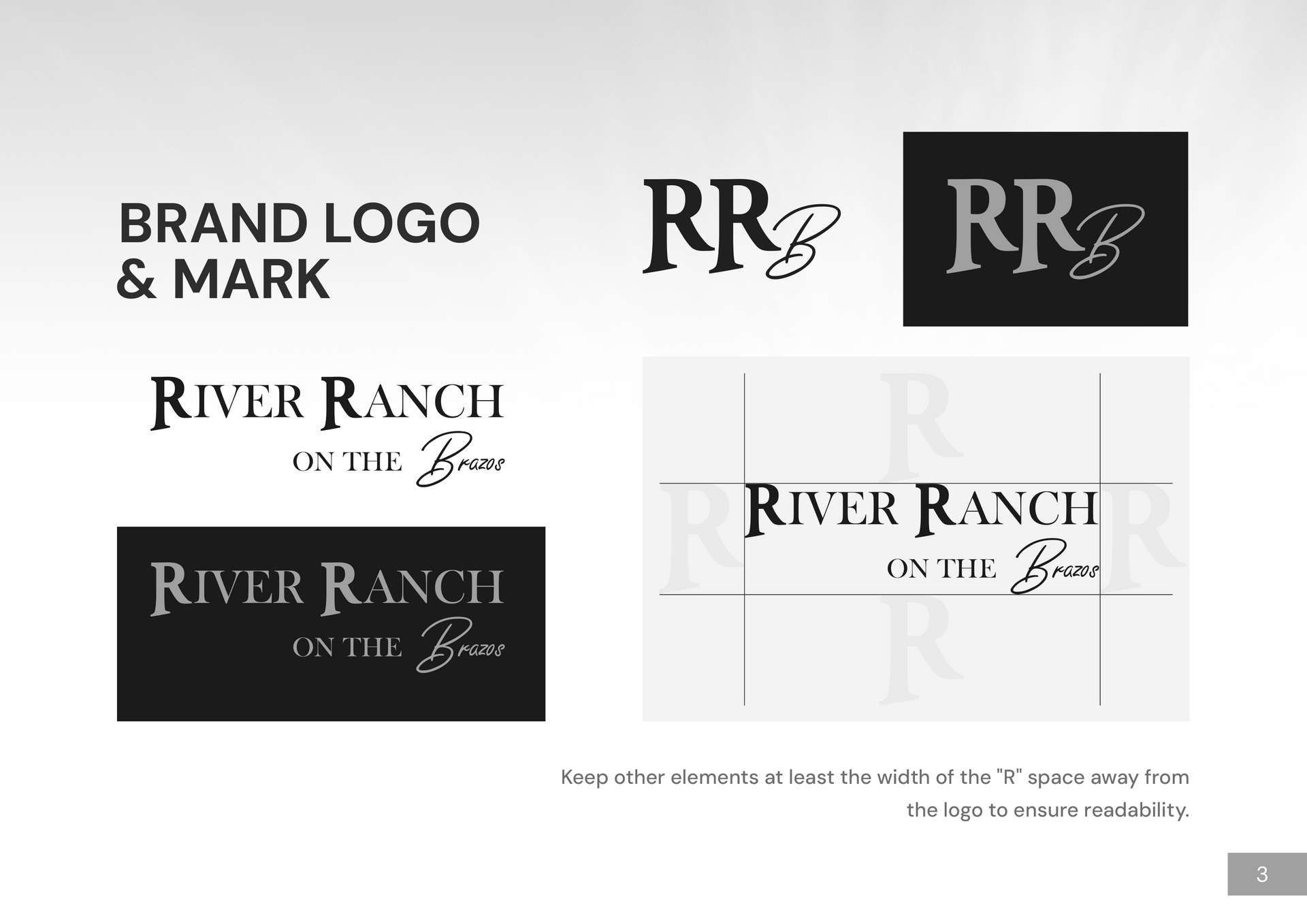Brand logo variations for River Ranch, featuring 