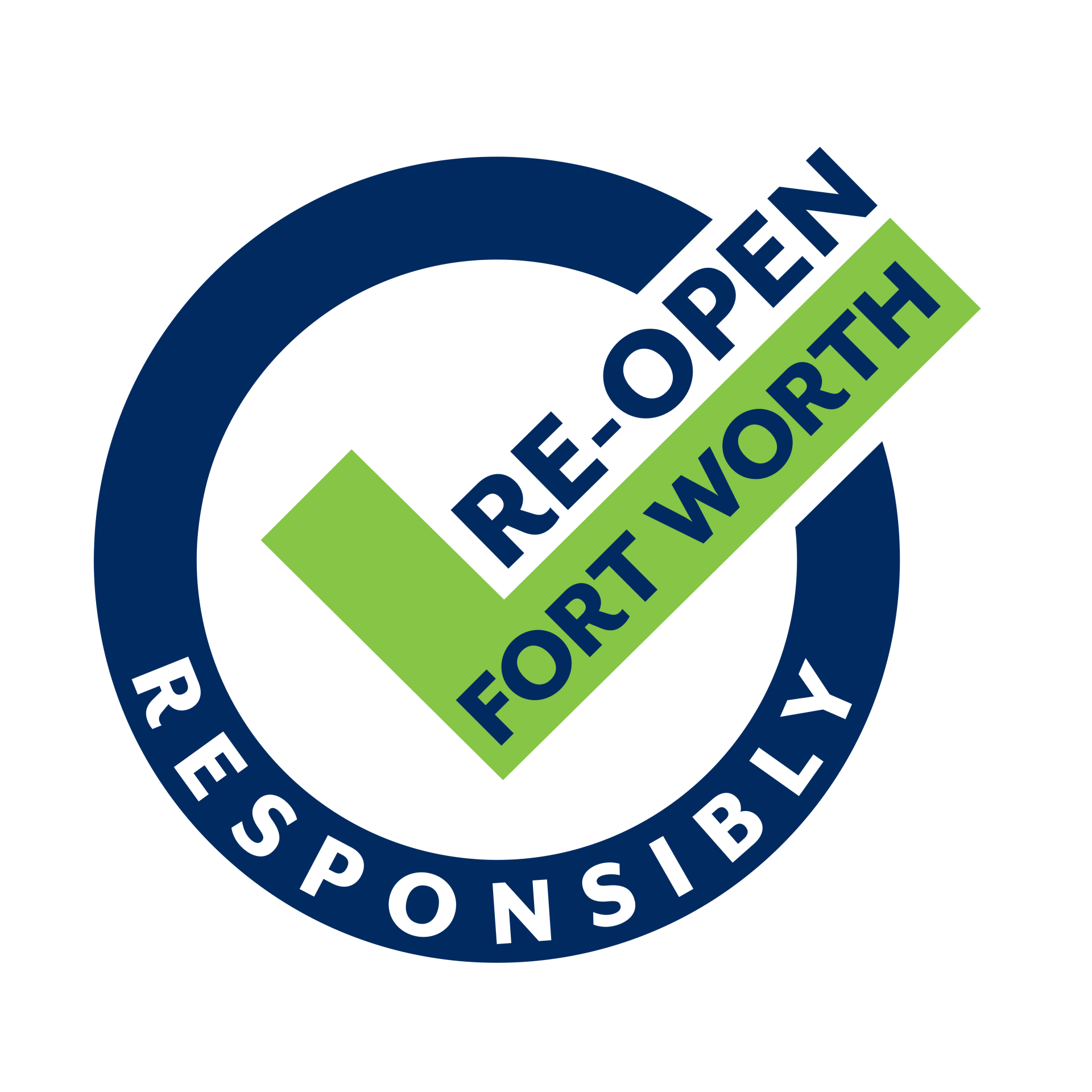 A logo that says re-open fort worth responsibly