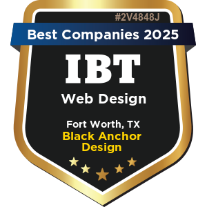 A badge that says best companies 2025 ibt web design fort worth tx black anchor design