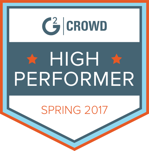 A badge that says g crowd high performer spring 2017