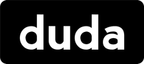 The word duda is written in white on a black background.