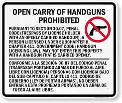 Open Carry of Handguns Prohibited
