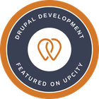 A badge that says top digital agency featured on upcity