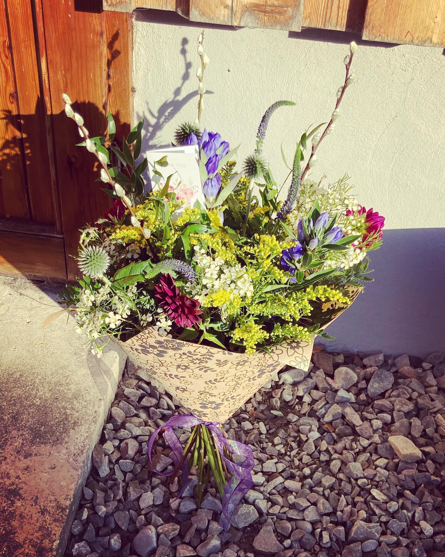 A beautiful bouquet of natural gift flowers. Florist is Rachel's Country Flowers in Edderton, near Dornoch and Tain in the Scottish Highlands